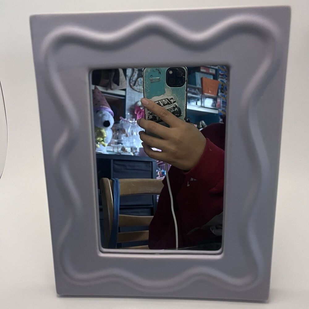 10x8 Light Purple Wavy Frame Mirror Decorative Tabletop Vanity Accent Home Decor